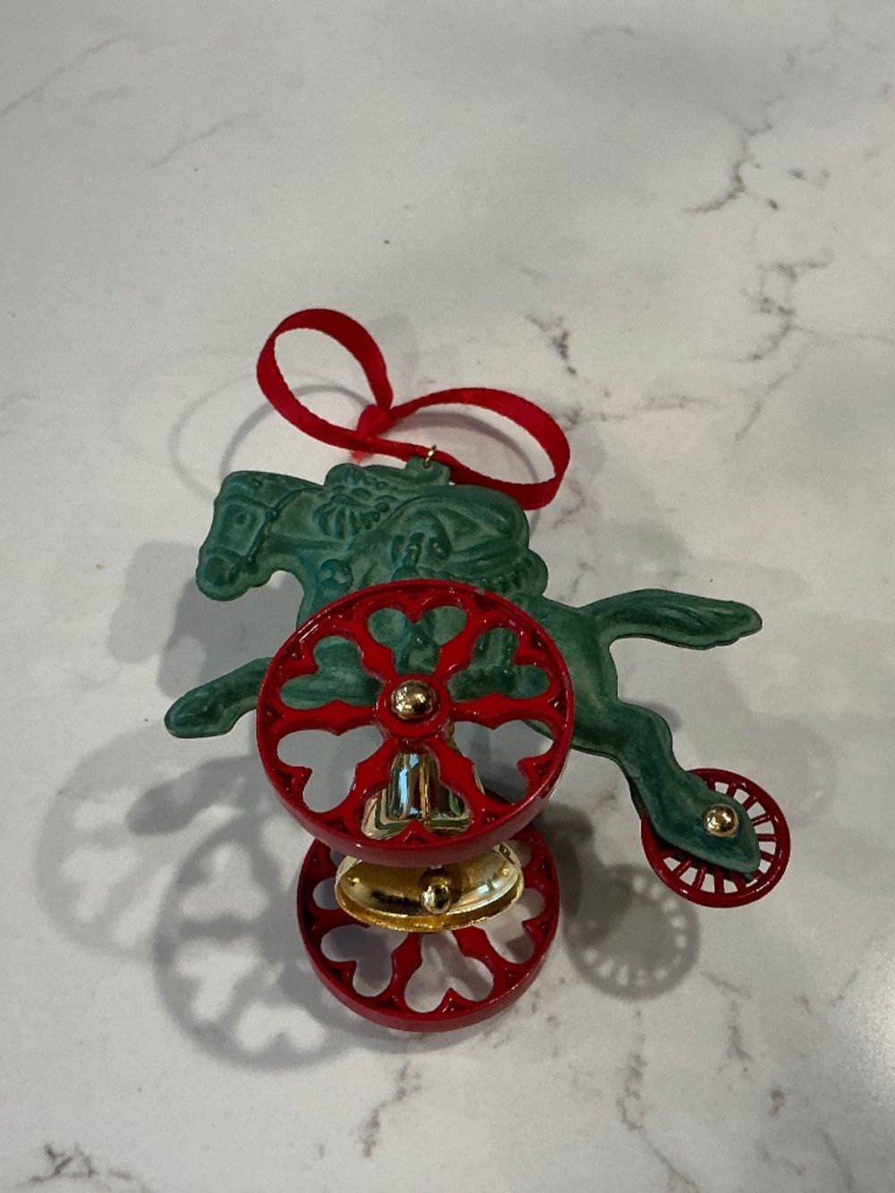 Vintage Hallmark 1997 Die-Cast Santa on Horse Carriage Ornament Bell
